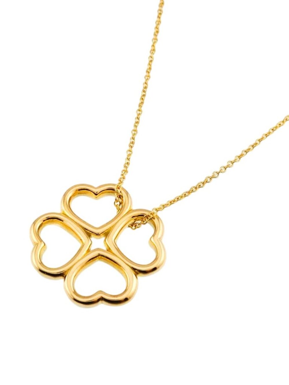 Tiffany & Co Heart Clover Necklace 40 cm 18k YG Yellow Gold